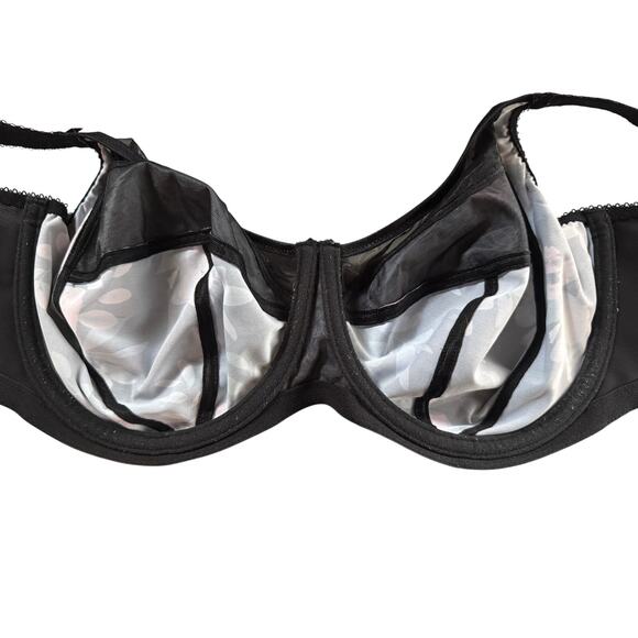 Goddess Kayla Banded Underwire Bra Black Colorful Floral Womens 42DD - Picture 2 of 5